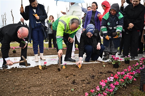 Bursa'da erguvan fidanları toprakla buluştu <