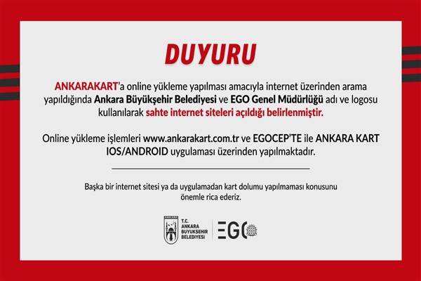 EGO Genel Müdürlüğü, vatandaşları online yükleme işlemleri için uyardı