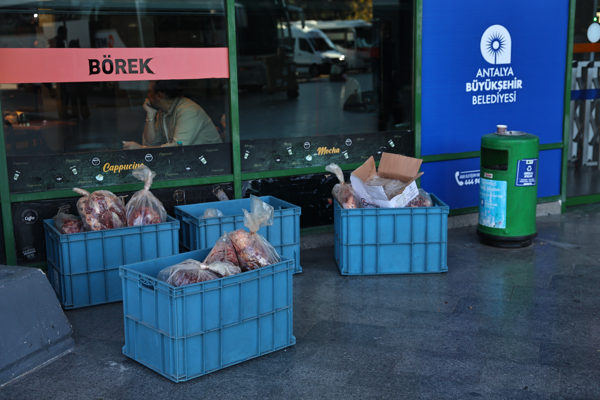 Antalya otogarında uygunsuz taşınan et bulundu