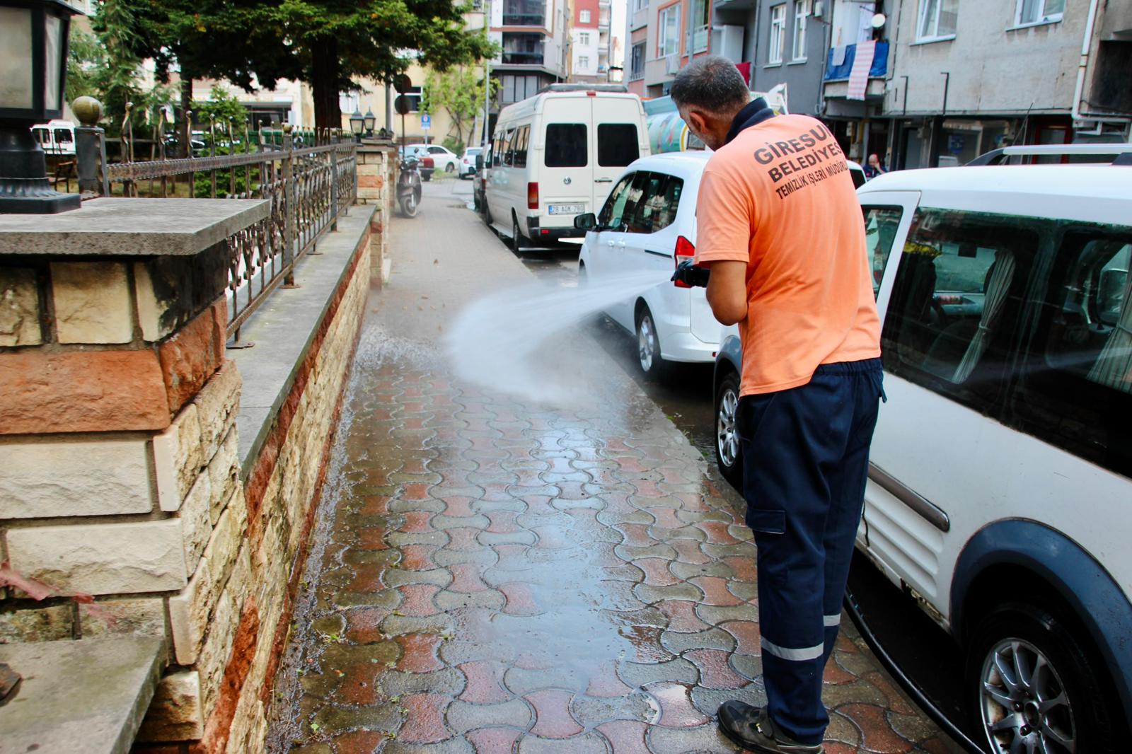 Giresun'da cadde ve sokaklar temizleniyor