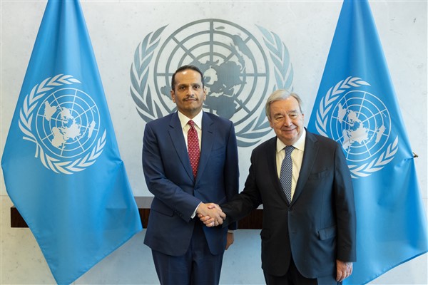 Katar Dışişleri Bakanı Al Sani, BM Genel Sekreteri Guterres ile görüştü<