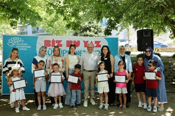 Nilüferli çocuklar kütüphanede okula hazırlandı<