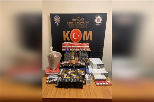 Rize'de 933 paket kaçak sigara, 47 şişe kaçak içki ele geçirildi
