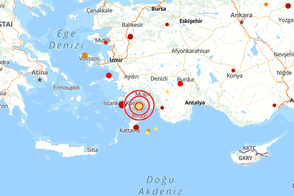 Muğla'da 4.4 büyüklüğünde deprem<