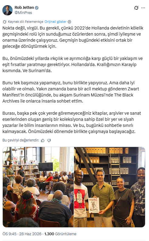 Jetten’den kölelik mirasına yönelik “Onarım ve Eşitlik” vurgusu<